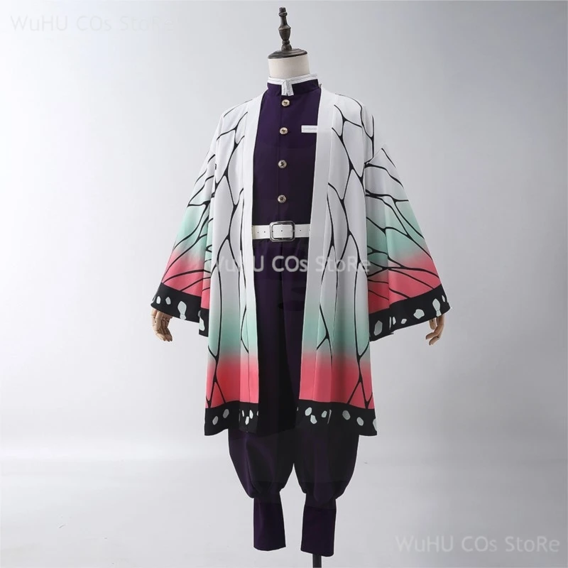 Anime Demon Slayer Kimetsu Geen Yaiba Kochou Shinobu Cosplay Kostuum Pruik Set Kimono Uniform Halloween Anime Kostuums Voor Volwassen