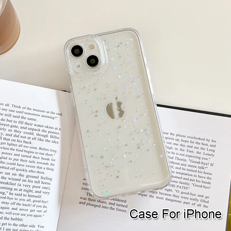 Glitter Star Phone Case For IPhone 16 15 Pro Max 14 13 12 11 Clear Soft Silicone Cover