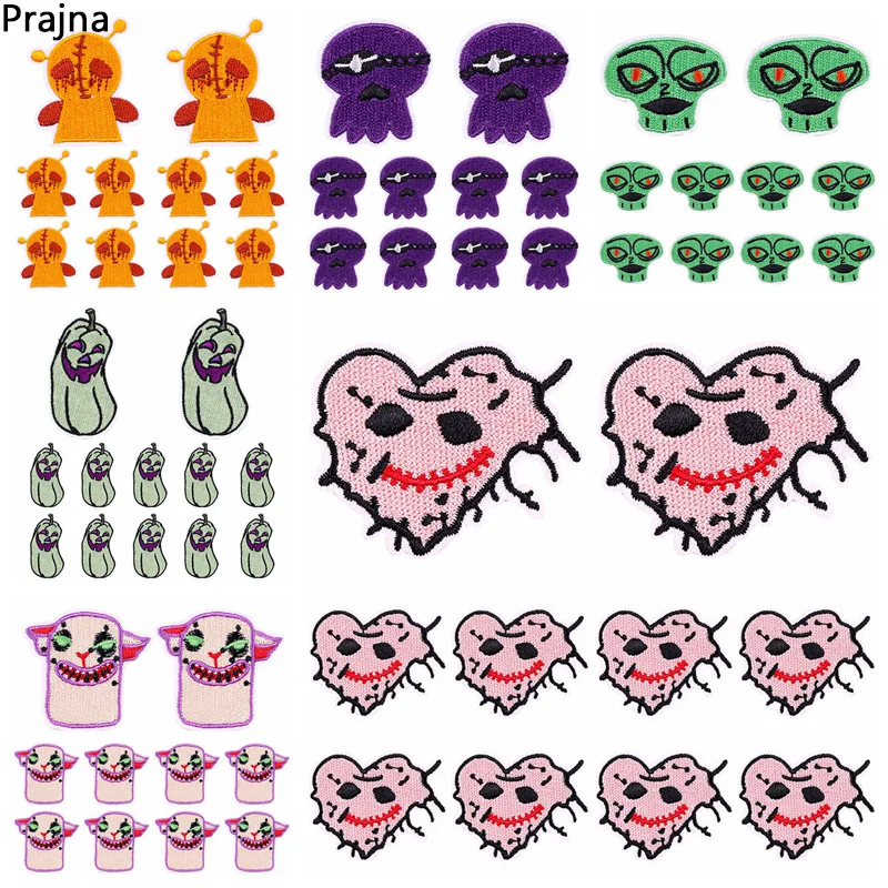 

Prajna 10 шт. патчи на Хэллоуин, патчи для одежды с утюгом, DIY Панк патчи с черепом на одежду, швейные патчи, аксессуары для одежды