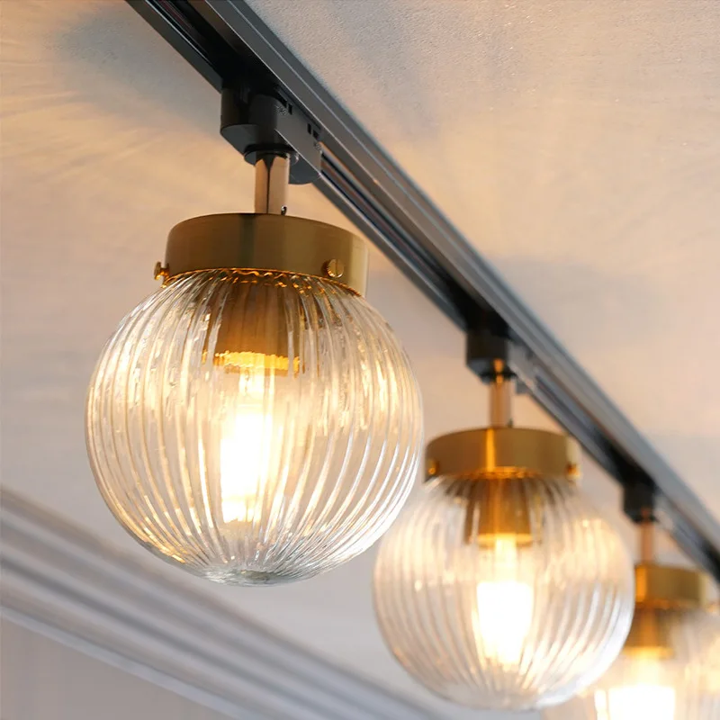 

Surface Mounted Glass Ball Track Light Rotating Ceiling Lamp Living Room Bedroom Clothing Store Coffee Shop Track Rail Spotlight