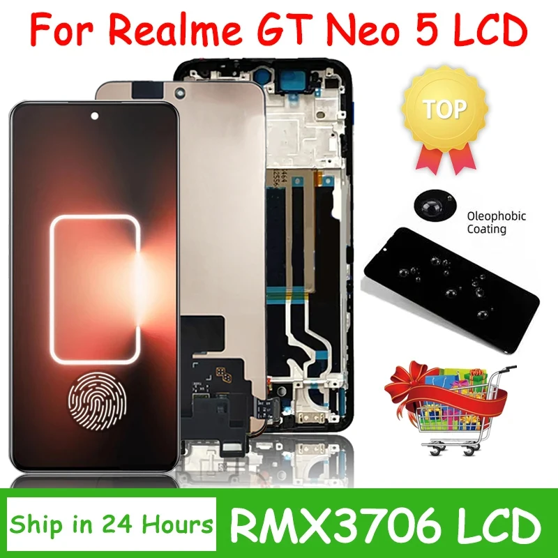 6.74“New AMOLED For Oppo Realme GT Neo 5 RMX3706 LCD Display Screen+Touch Panel Digitizer For Realme GT Neo5 Display