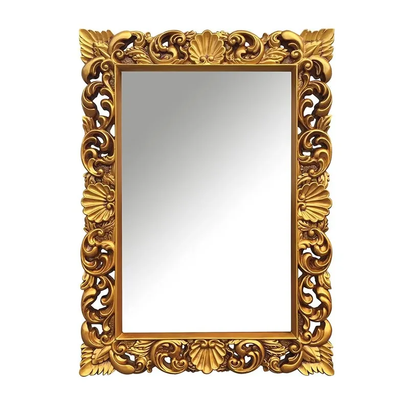 Luxury antique gold PU mirror, easy to install, bathroom wall mounted, home and hotel decoration