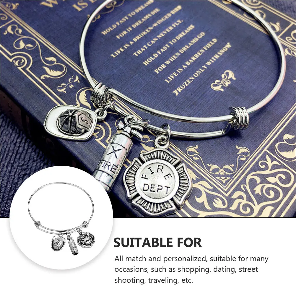 1Pcs Firemen Bracelet High-Quality Metal Chain Adjustable Firefighter Theme Wrist Jewelry Gift Bracelet Wrist Jewelry