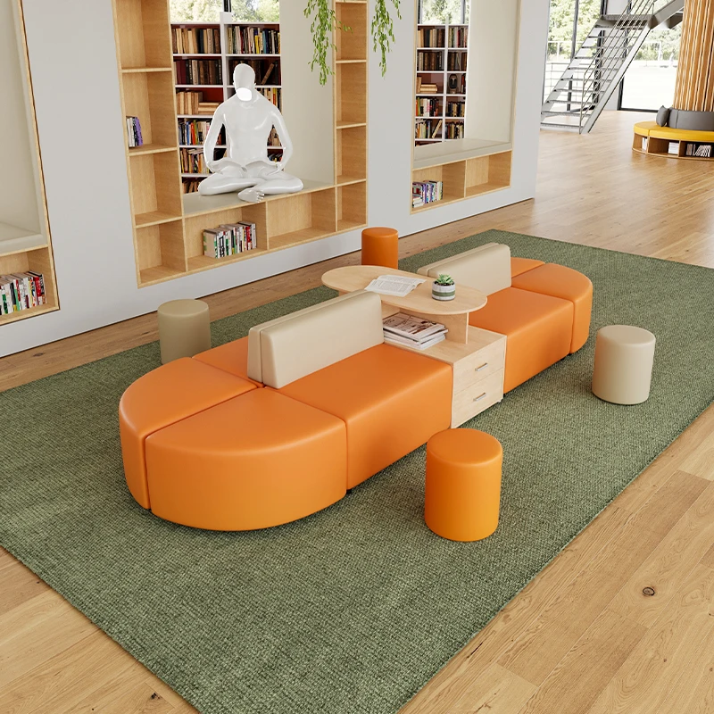 Bank Library Office Hospital Training Institution Waiting for Creative Leisure Negotiation Reception Double-sided Bookcase Sofa