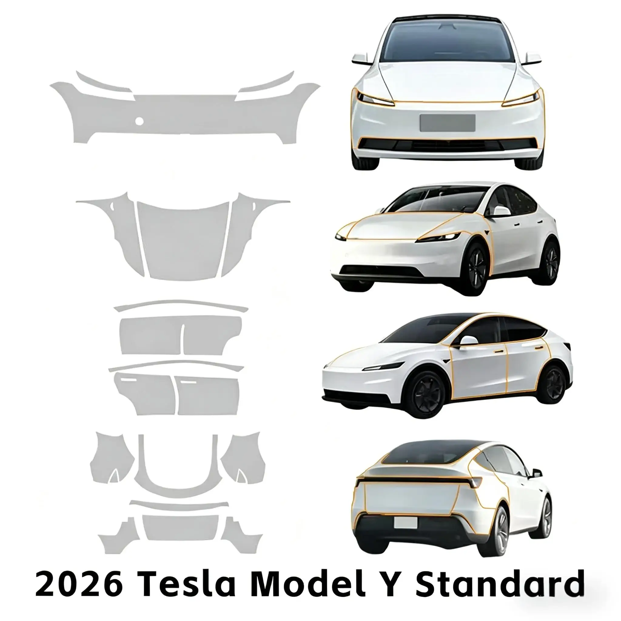 8.5Mil TPU Bumper Paint Protection Film Pre-cut PPF For Tesla Model Y Standard 2025 2026 Clear Bra Body Anti-Scratch Resistant