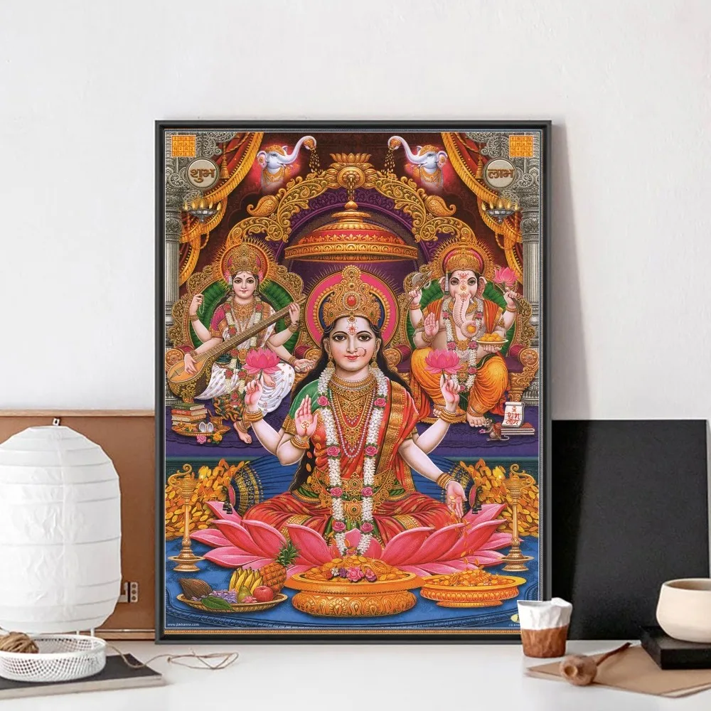 Indian Hindu Goddess Lord Hanuman Religious Poster Kraft Paper Poster Wall Art Painting Aesthetic Art Small Size Wall Stickers