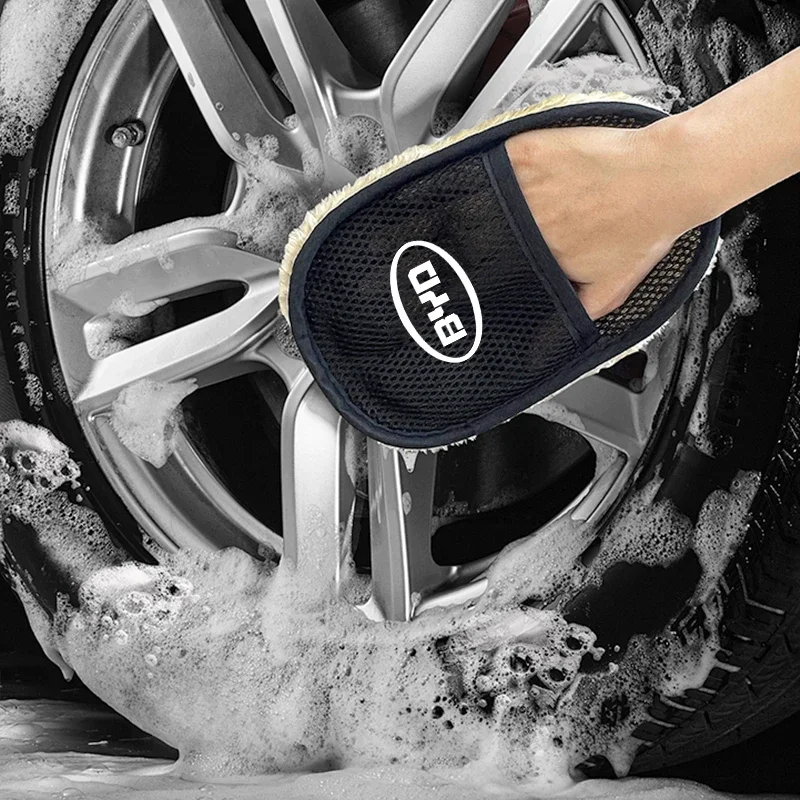 Car Wash Cleaning Glove Soft Wool Polish Care Accessory For BYD Seal F3 Song Max Yuan Plus F0 Atto 3 Tang G3 Dolphin