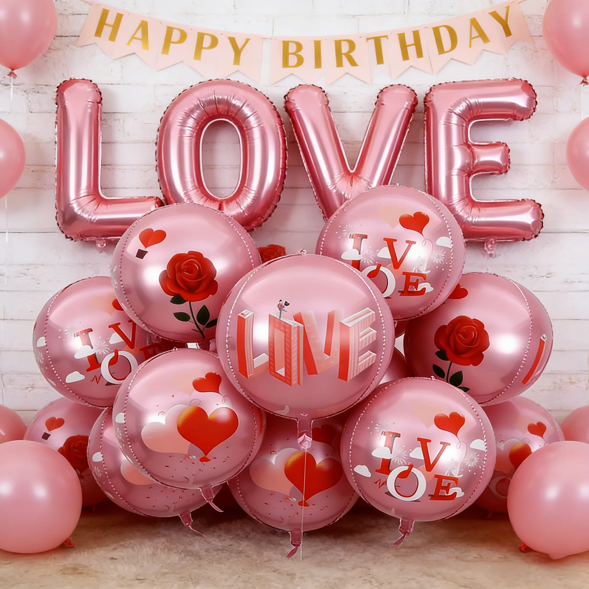 

20pcs 22 inch Valentine's Day Rose Balloon 4D-LOVE Proposal Wedding Anniversary Birthday Party Aluminum Foil Balloon Decoration