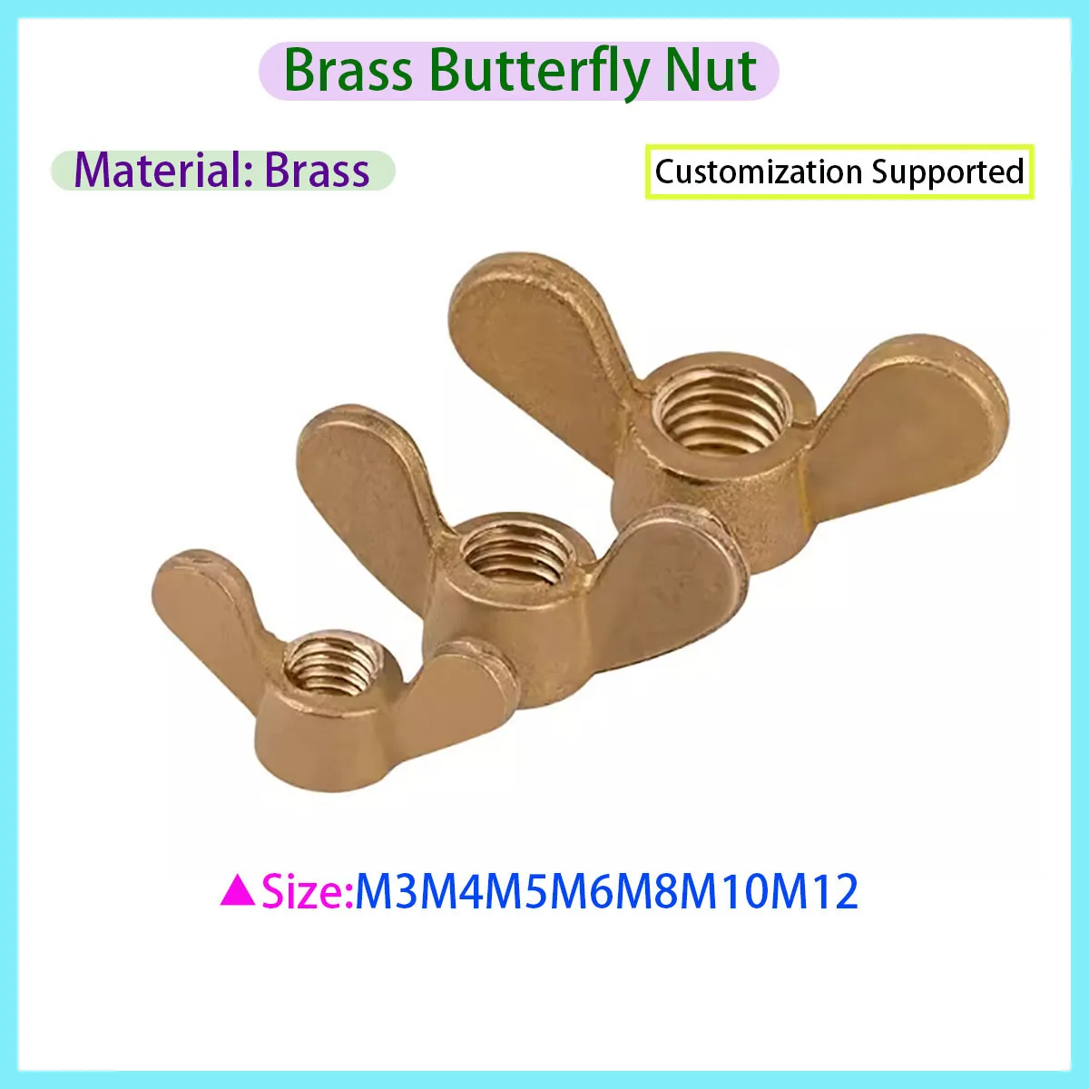 

M3 M4 M5 M6 M8 M10 M12 Copper Wing Nuts Brass Butterfly Nuts Hand Tightened Wing Nut