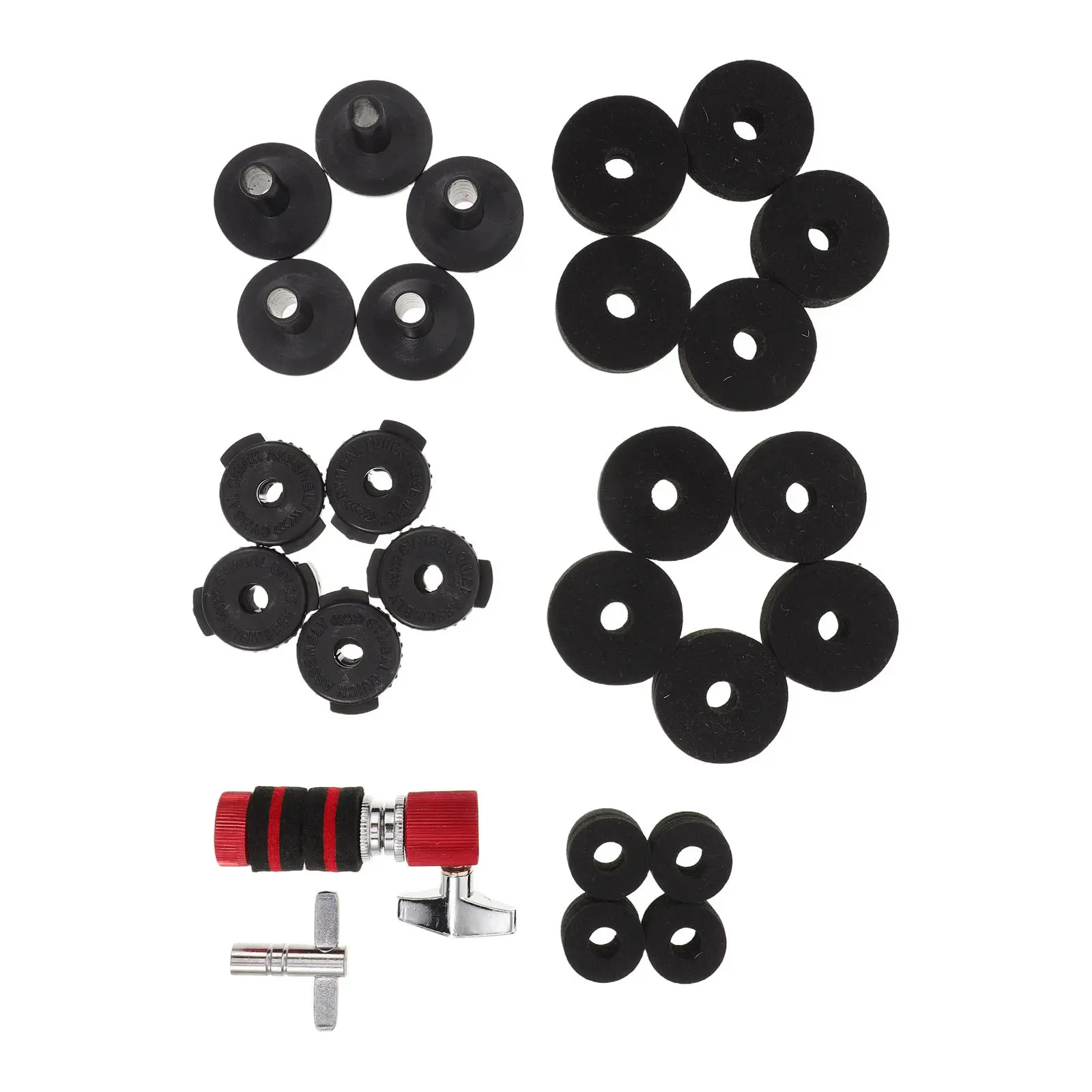 1Set Drum Hardware Kit Standard Hi-Hat Clutch Cymbal Stand Felts Sleeves Wing Nuts Percussion Replacement Accessories Noise