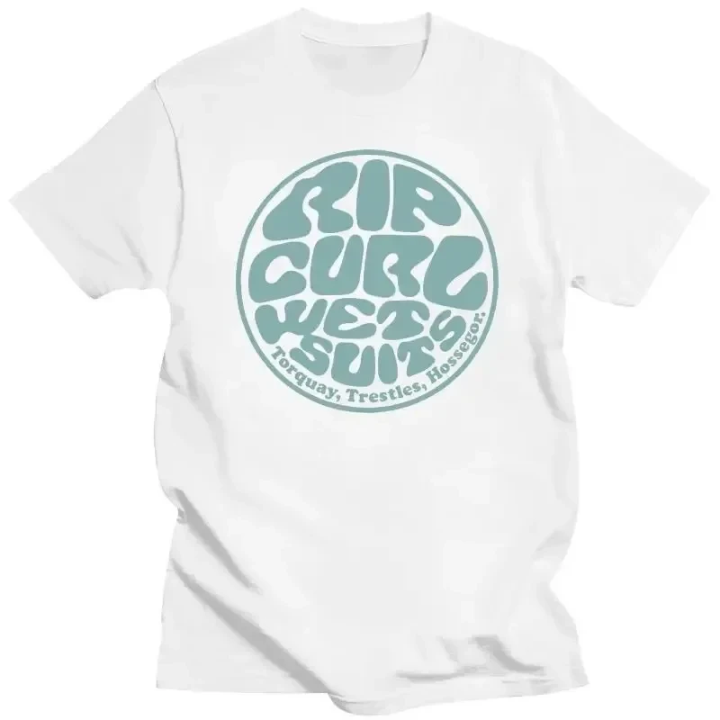 Letnie męskie T-shirty Rip Curl Print modne bawełniane z krótkim rękawem w stylu Vintage wysokiej jakości T-shirt męskie Oversized Top z okrągłym