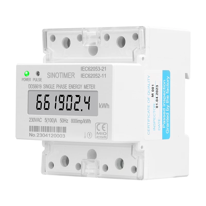 Din Rail Single Phase Electronic Energy Meter AC 220V 100A kWh Counter Consumption Analog Electricity Gague Wattmeter 50HZ