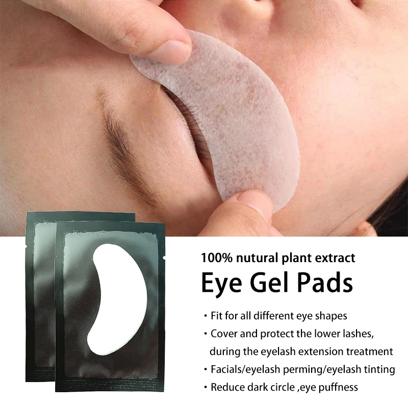 100 pares de almofadas de gel para os olhos sem fiapos, remendos de papel hidratantes para os olhos, extensão de cílios enxertados, pontas dos olhos, adesivo, ferramenta de maquiagem
