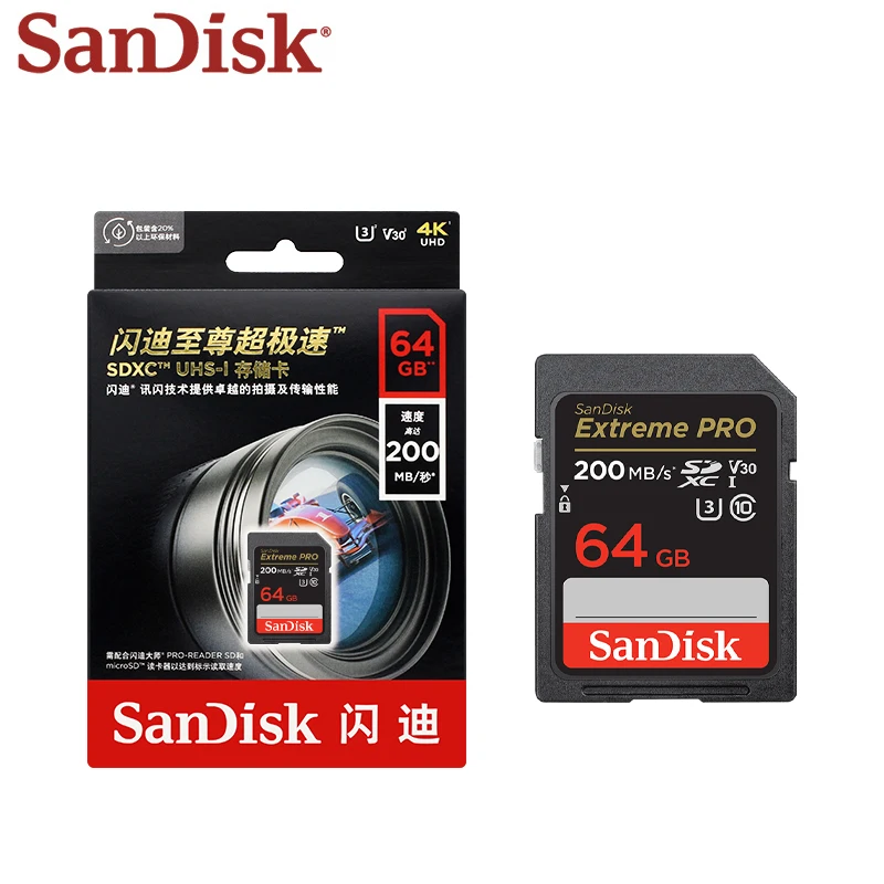 SanDisk Extreme Pro SD 카드 512GB 메모리 카드 256GB 플래시 카드 128GB 클래스 10 U3 64GB SDXC SDHC 32GB SD 카드 (디지털 카메라 용)