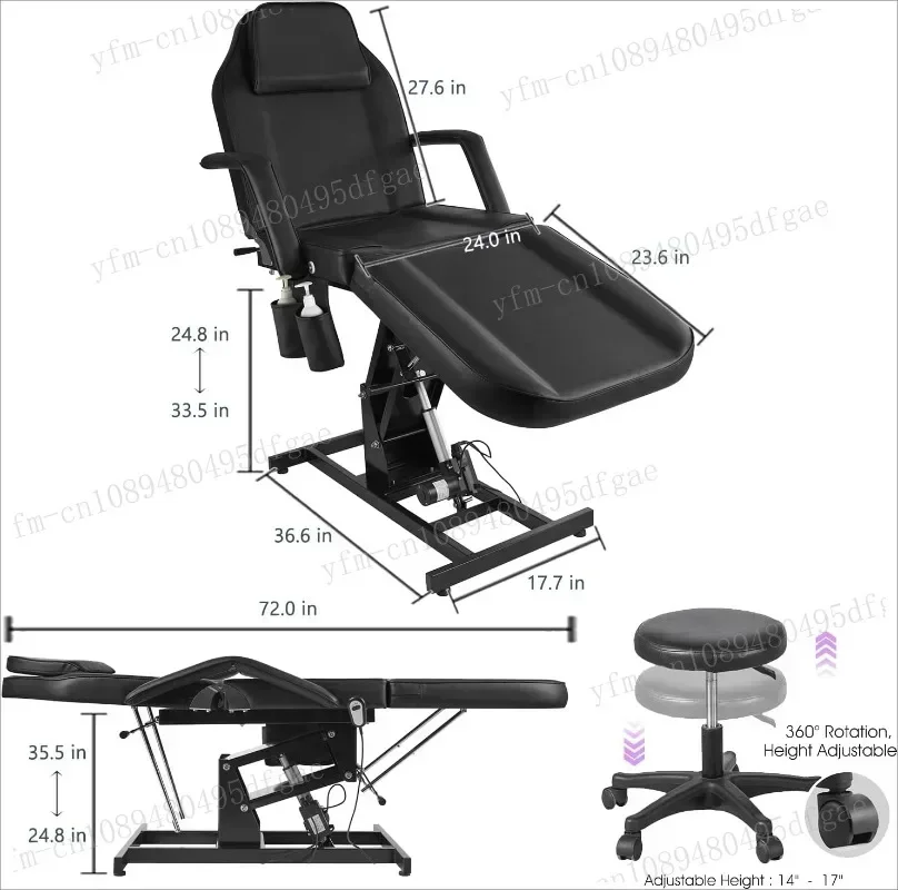 Facial Chair Electric Height Adjustable Facial Bed Massage Tattoo Chair