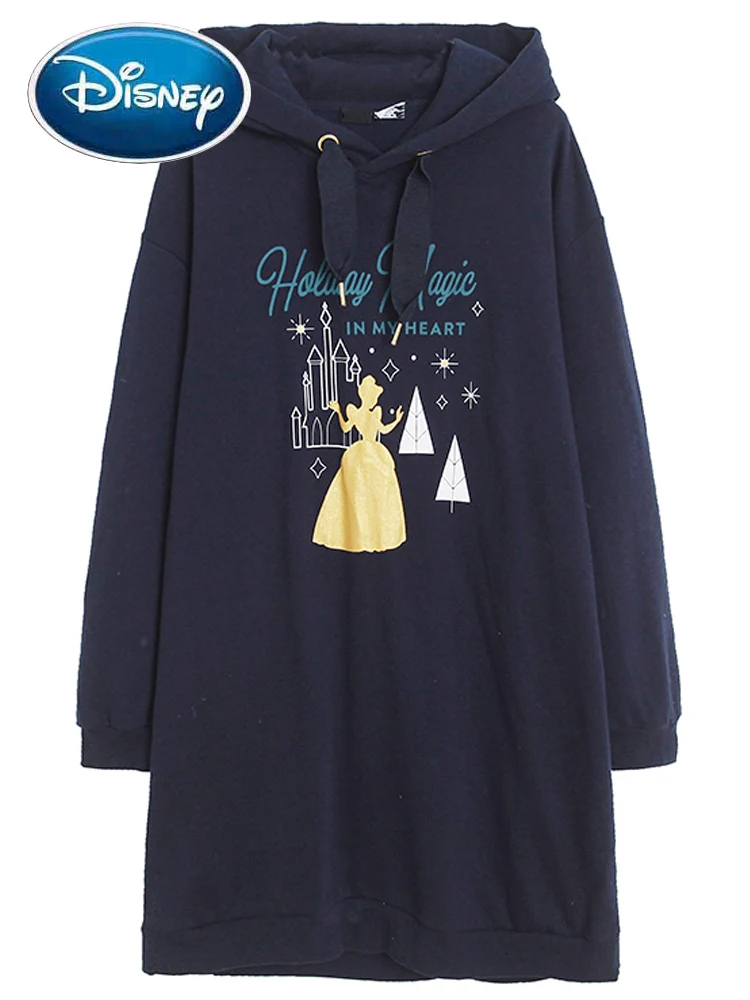 

Disney Castle Fleece Hooded Sweatshirt Beauty and the Beast Belle Princess Cartoon Print Fashion Women Long Jumper Tops Femme
