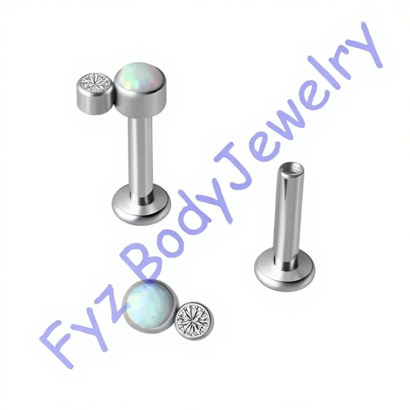5Pcs G23Titanium Cartilalges Earring Crystal CZ With Opal Ear Tragus StudLabert Lip Percing 14G 16G Internal Thread Body Jewelry