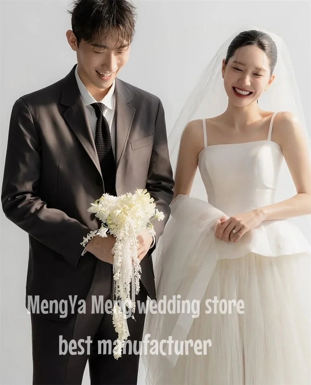ZHUISHU 2025 Spaghetti Straps Korea White Corset Wedding Dresses Sleeveless Tulle Tiered Customized Pretty Bride Gowns Plus Size
