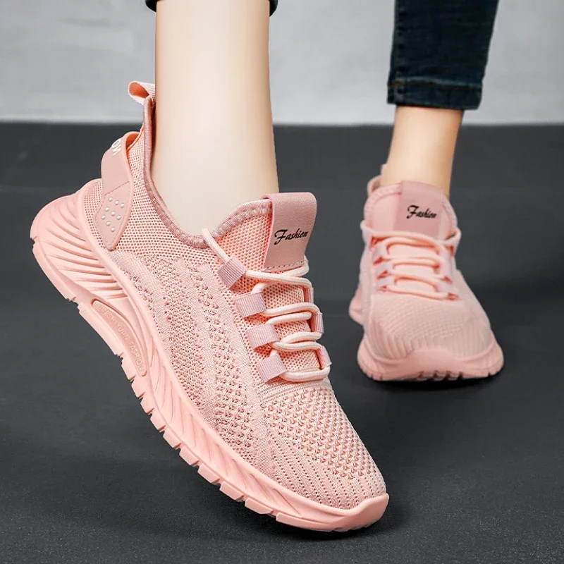 Designer Women Casual Sneakers Sports Shoes Fashion Brand Lace Up Loafers Female Knitted Mesh Breathable Shoes for Women 2024