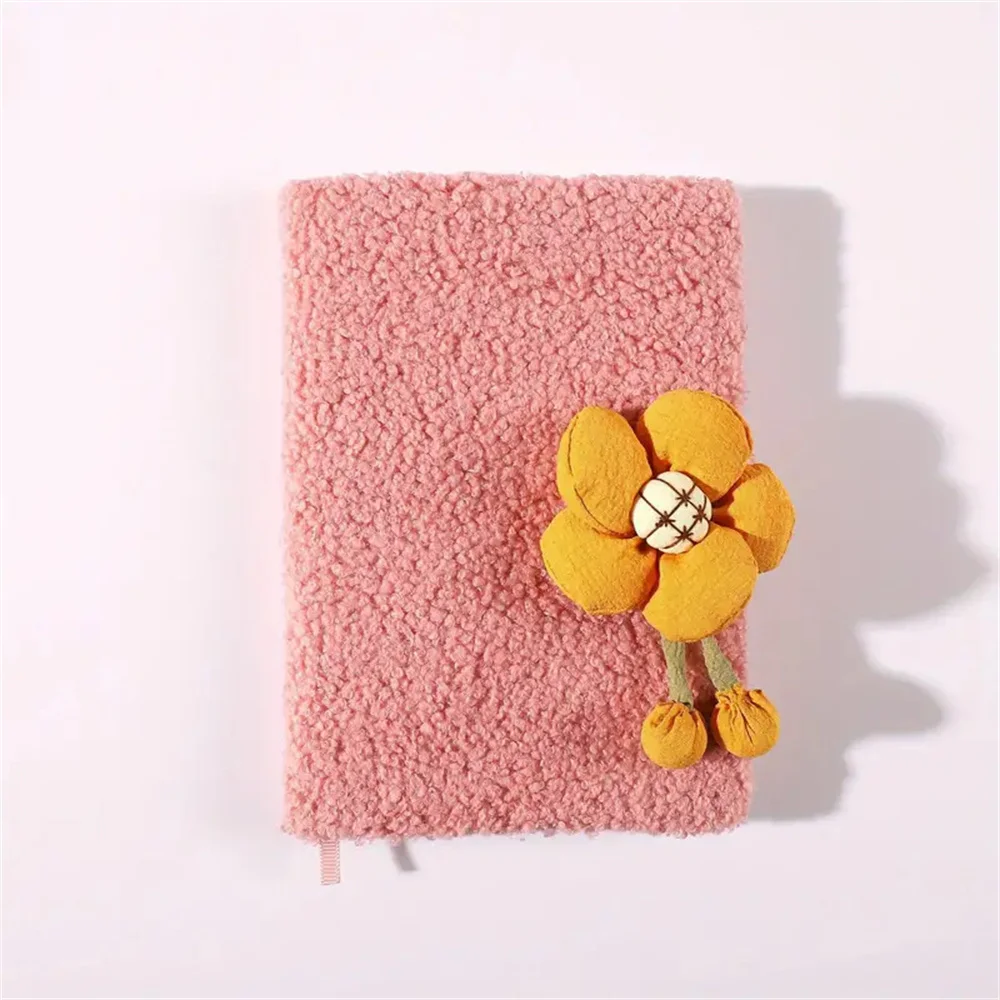 Plush Diary Cute Flower Decoration Cartoon Notebook Student Handbook Notepad Pocket Notebook School Supplies Children'S Gift