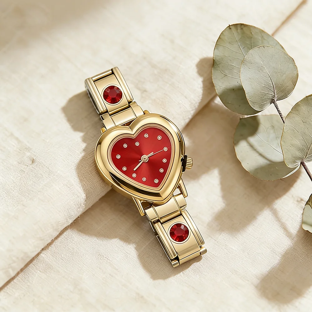 Neuer modischer Uhrenarmband-Verbinder in Goldfarbe mit Zirkonia, italienischer Charm-Anhänger, passend für 9mm Edelstahlperlen, für die Herstellung von DIY-Schmuckgeschenken. – Detail 2