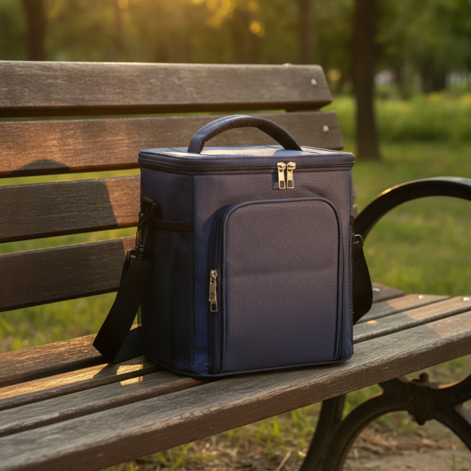 Lunch Bag with Dual Compartments Portable Cooler Bag with Shoulder Strap Insulated Lunch Box Compact Lunchbox Cooler Adjustable