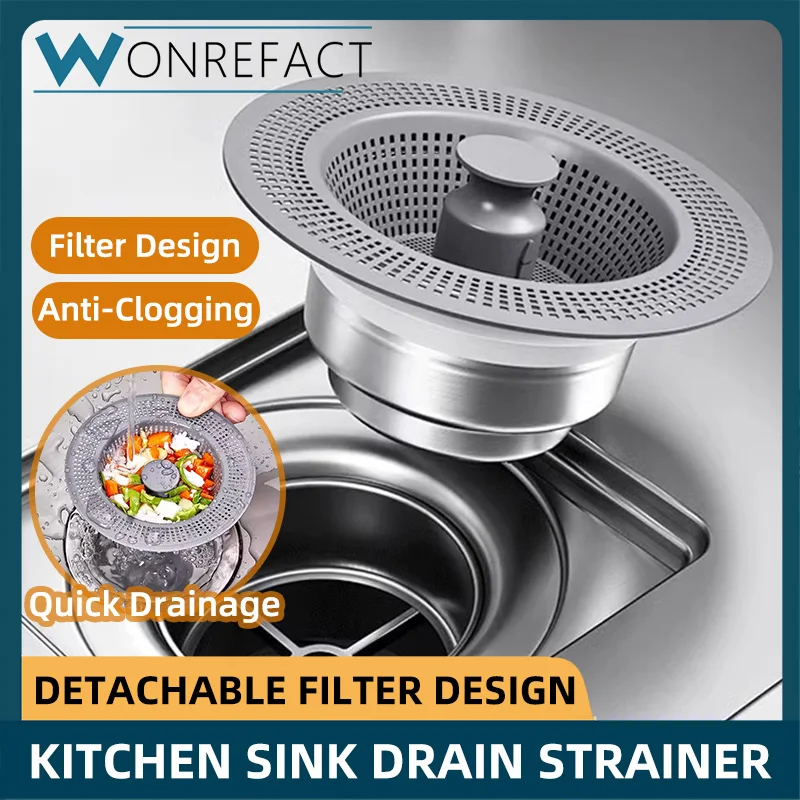 Bathroom Stainless SteelSink Drainage Filter Pop-up Leak-proof Plug Embedded Filter Detachable Filter Basket Sink Food Catcher