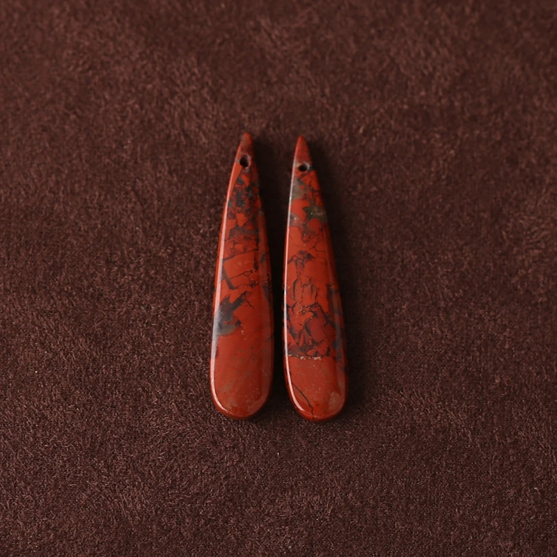 

Natural Stone Red River Jasper Earring Beads 32x8x3mm 3.5g Fashion Jewelry Making Women's Earrings