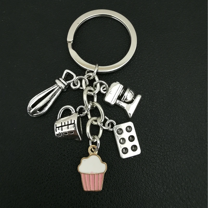 New Dessert Keychain Baking Key Ring Cake Egg Beater Blender Measuring Cup Moulds Key Chain For Dessert Chef Gifts Jewelry