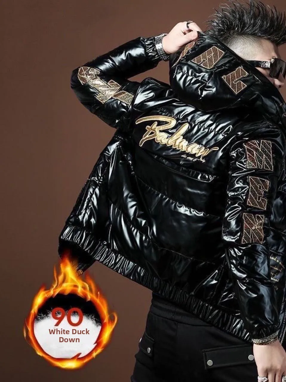 

Men's Heavyweight Hooded down Jacket Embroidered White Duck Feather Thickened Warm Outerwear Winter 2026 Fashion Casual Wear