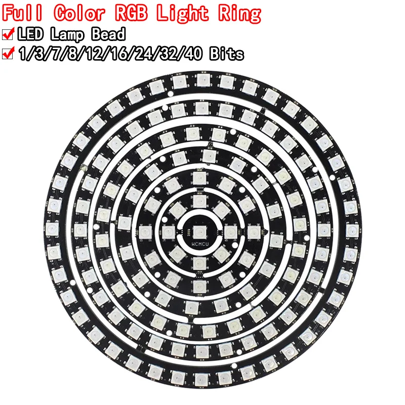1 бит, 3 бит, 7 бит, 8 бит, 12 бит, 16 бит, 24 32 40 бит, WS2812 5050 RGB светодиодная кольцевая лампа со встроенными драйверами