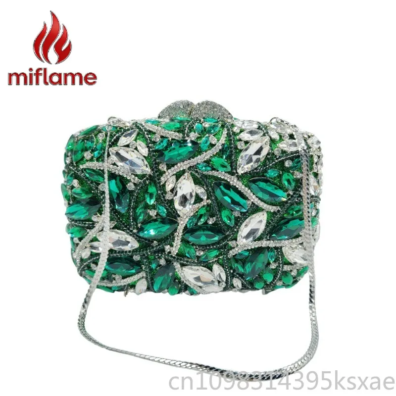Elegant Women's Crystal Rhinestone Evening Clutch Bag Metal Cut Out Handbag Sparkly Party Wedding Purse