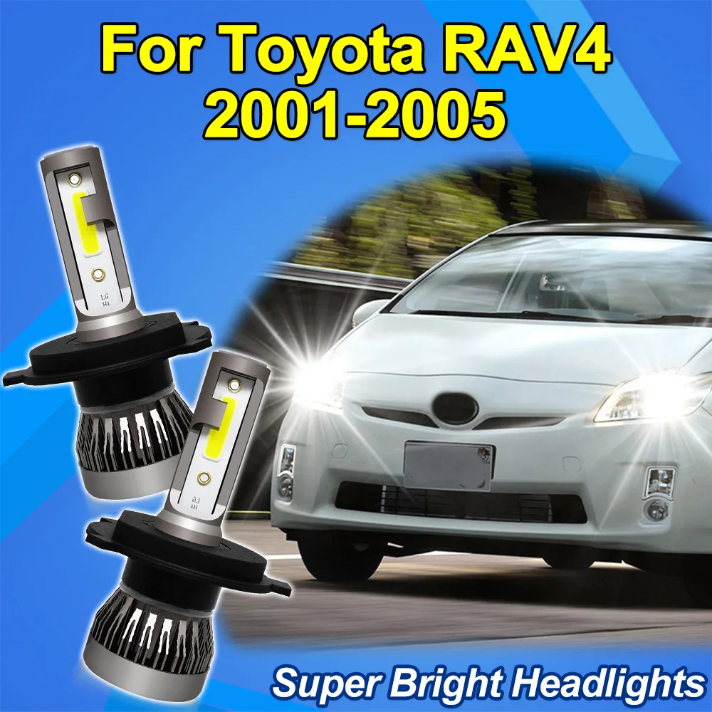 

2 шт. H4 9003 светодиодные лампы для фар для Toyota RAV4 2001-2005, дальний ближний свет, ярко-белый мини-размер, комплект обновления фар COB