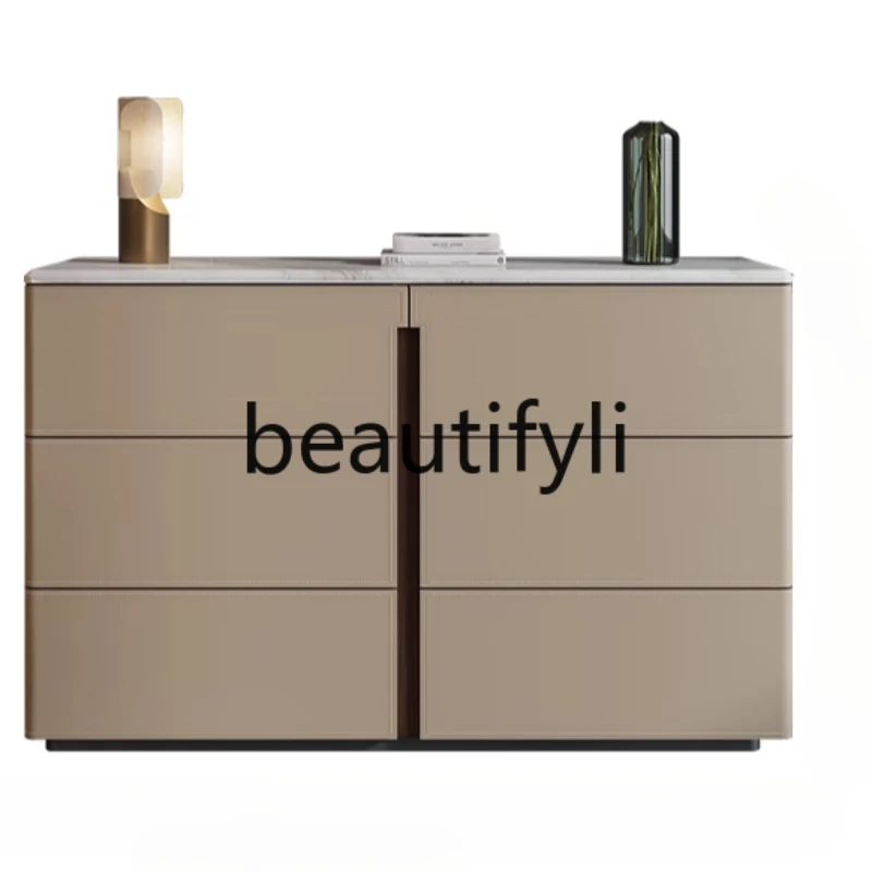 

marble dining side cabinet household living room wall integrated locker solid wood side cabinet bedroom bedside storage