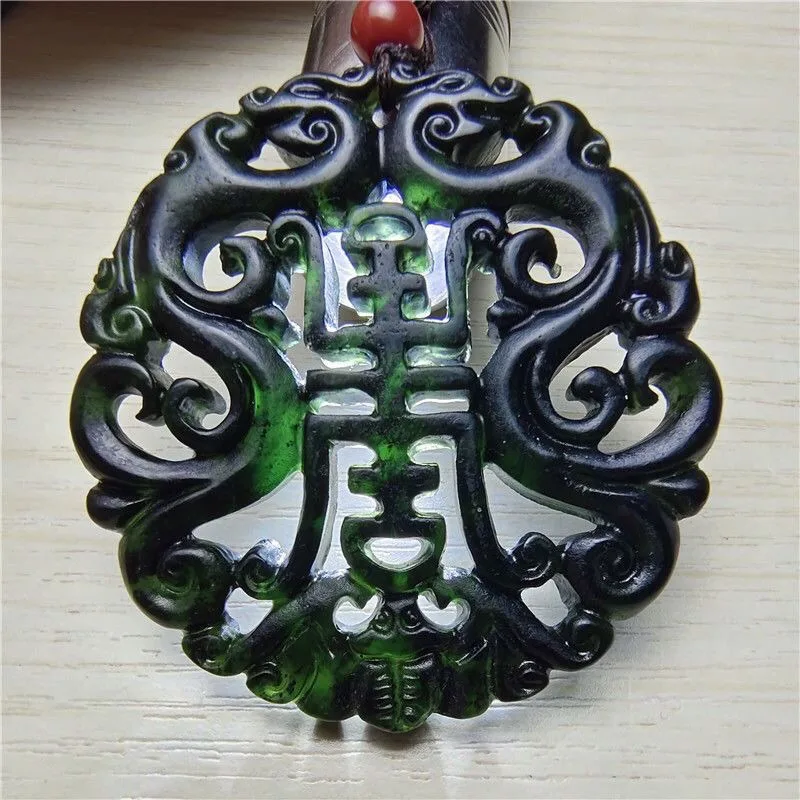 Natural Medicine King Stone Pendant Necklace, Ink Jade Pendant Jewelry New Fashion Style