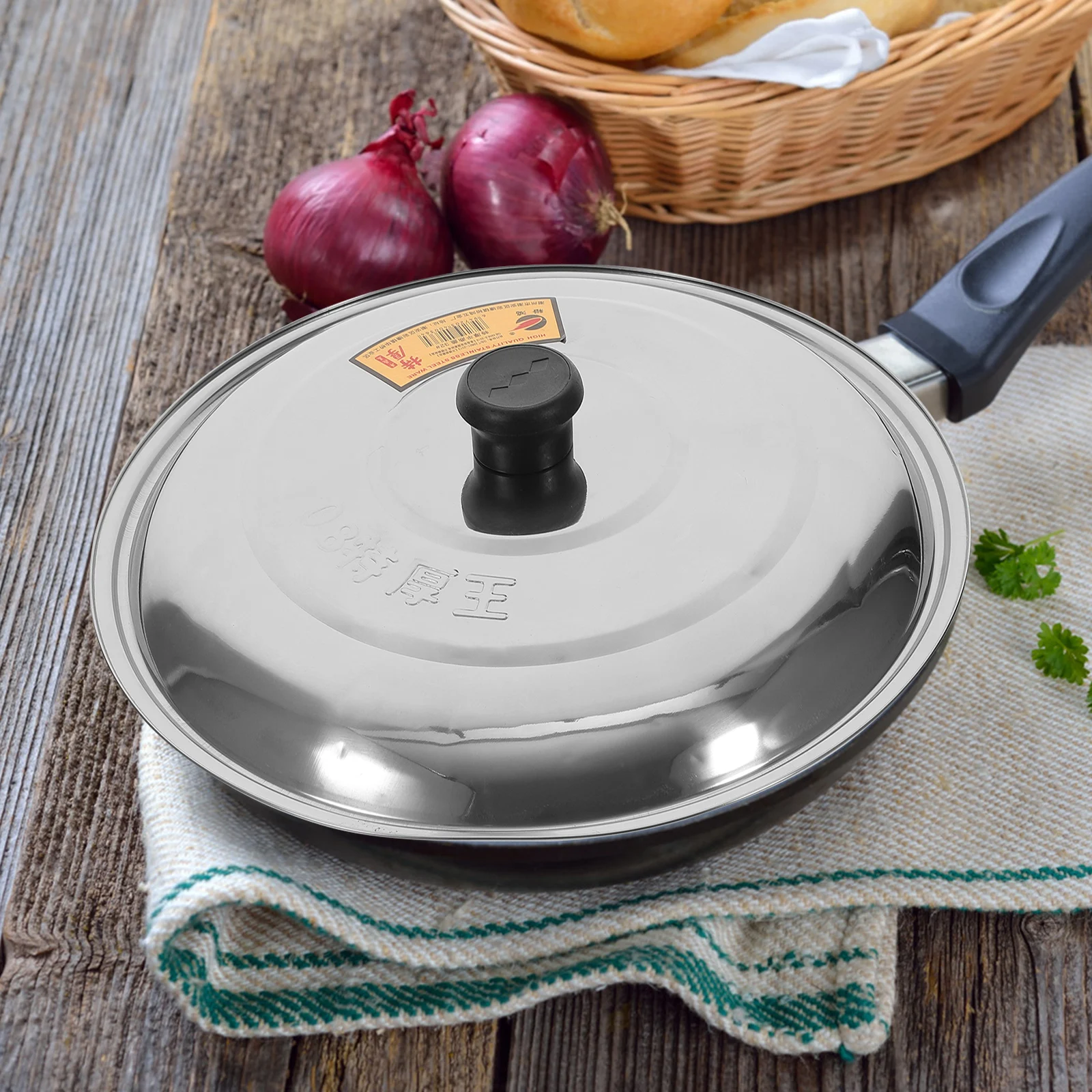 

Stainless Steel Pot Lid 32# 31cm Universal Pan Cover Household Cylinder Barrel Lid Multi- Accessory