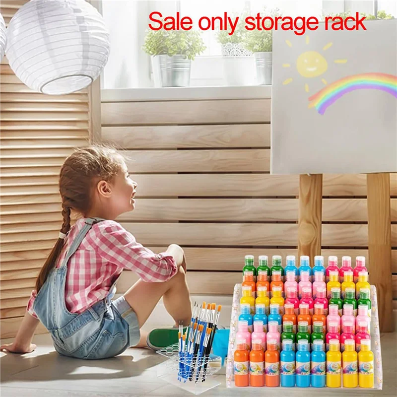 Caja de almacenamiento de pintura acrílica especial de 2X 6 niveles, soporte para pinceles de pintura con 24 ranuras para almacenar botellas de pintura de 2 Oz, tubos de pintura