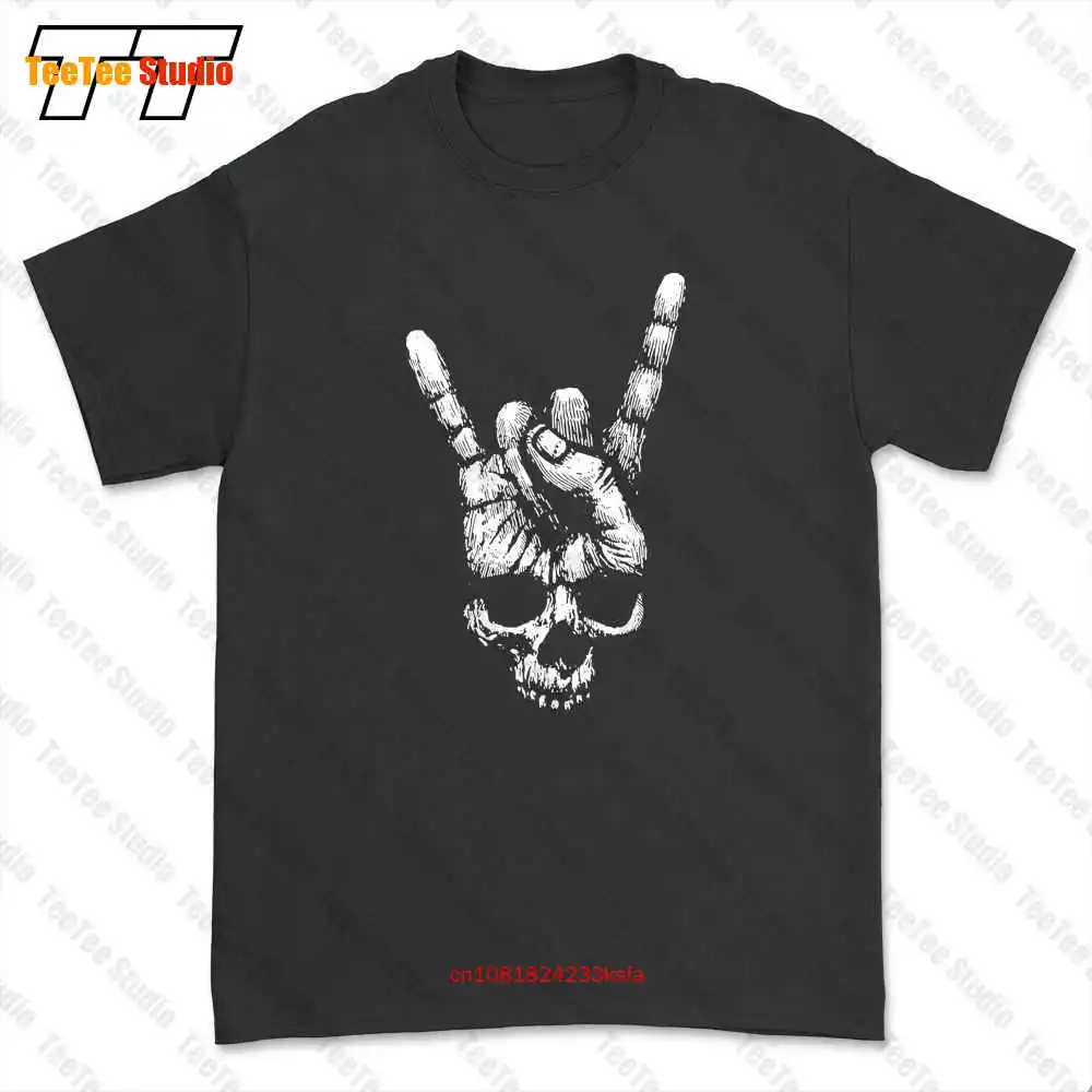 Skull Hand Sign Of The Horns Heavy Metal Rock N Roll Band Tattoo T-shirt Tee UC0J