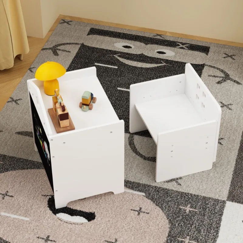 طاولة تخزين حديثة للأطفال باللون الأبيض مع درج طاولة أنشطة متعددة الوظائف للأطفال لأثاث غرفة اللعب وغرفة النوم #6