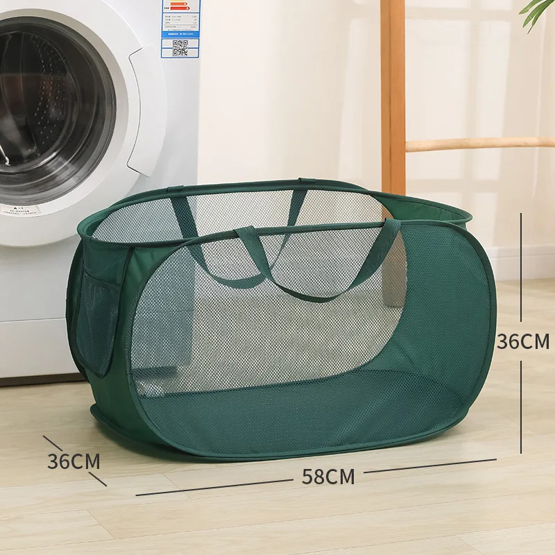 Laundry Basket Portable Large Storage Basket Folding Hollow Dirty Laundry Basket with Durable Handles Household Storage Basket