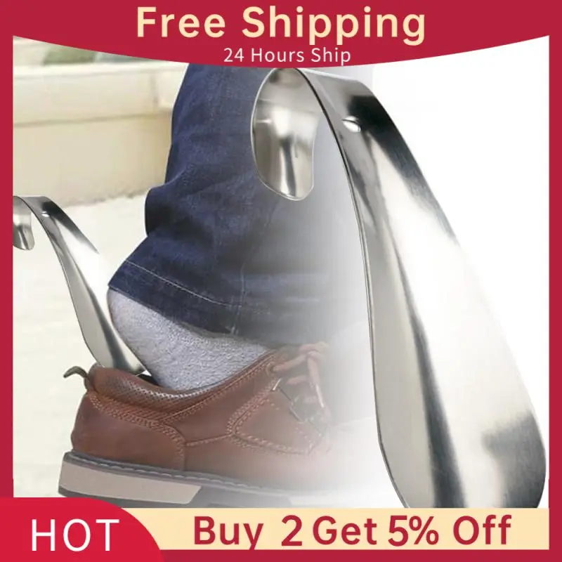 1PC Stainless Steel Shoehorn Lazy Shoe Helper Easy Quick On Or Off Shoe Unisex Wear Metal Shoehorn Shoes Lifter Shoe Accessories