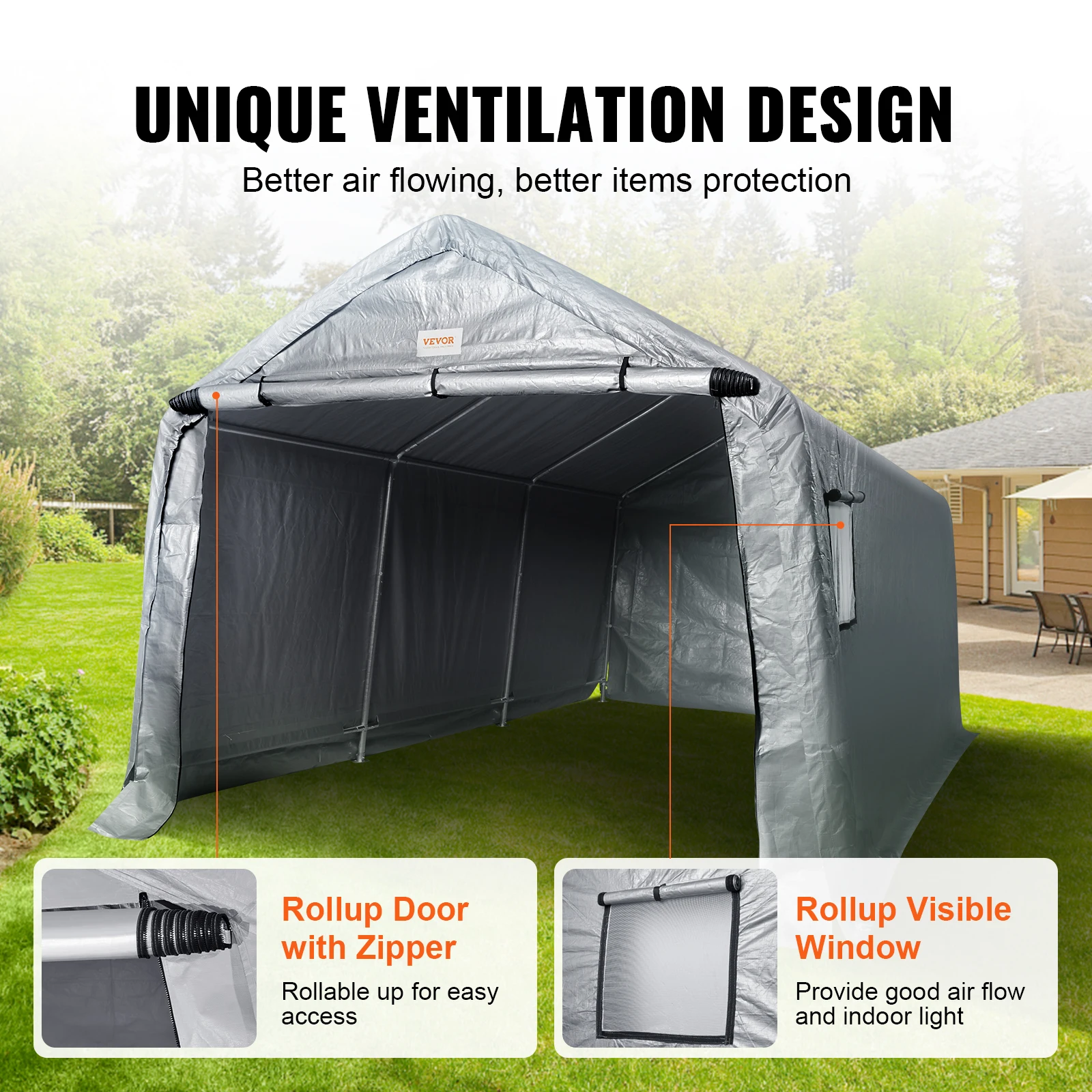 VEVOR Outdoor Portable Tent Instant Canopy Carport Sunproof and Waterproof Tents Tools Storage Shelter Shade For Yard Cars Bike