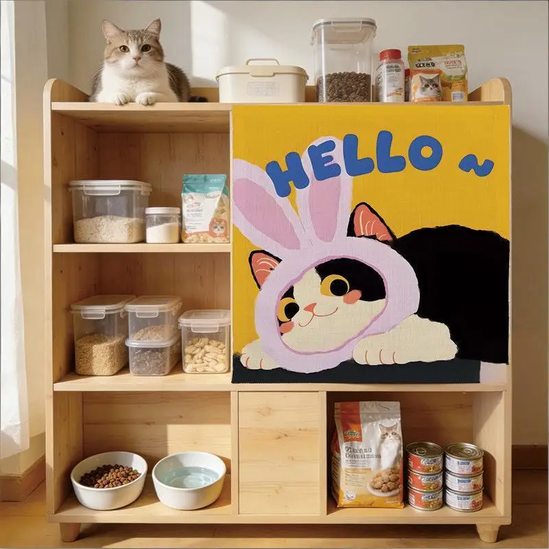 VIKAMA Cat Door Curtain Anti-Scratch Hanging Curtain for Pet Toilet Privacy Cover Decor