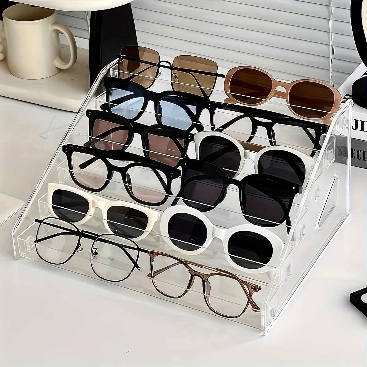 Acrylic Eyeglass Display Rack, Multi-Layer Sunglasses Storage Holder, Desktop Glasses Organizer Stand For Shop Counter & Home