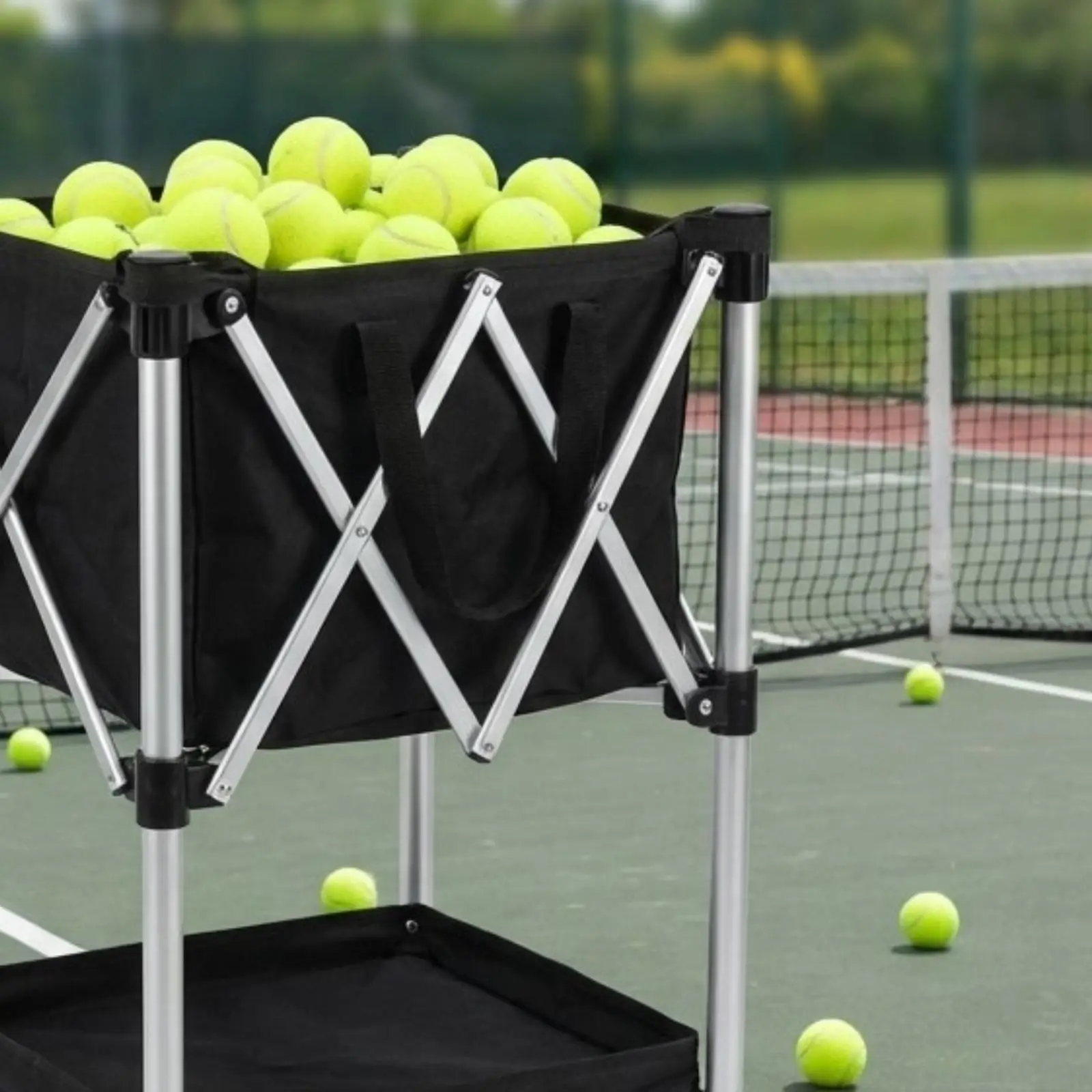 tennis-cart-foldable-aluminum-ball-basket-mobile-storage-for-practice-drills-and-tennis-training-support