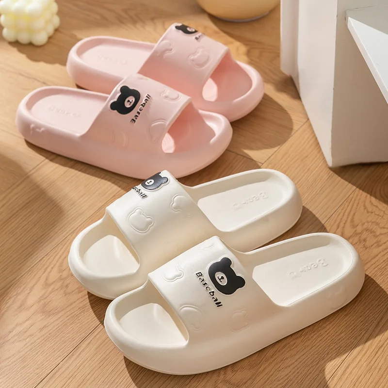 Soft Sole Anti Slippers Women\'s Summer 2024 New Home Bathroom Bathing Thick-soled Couple Cartoon Slippers Men\'s Summer