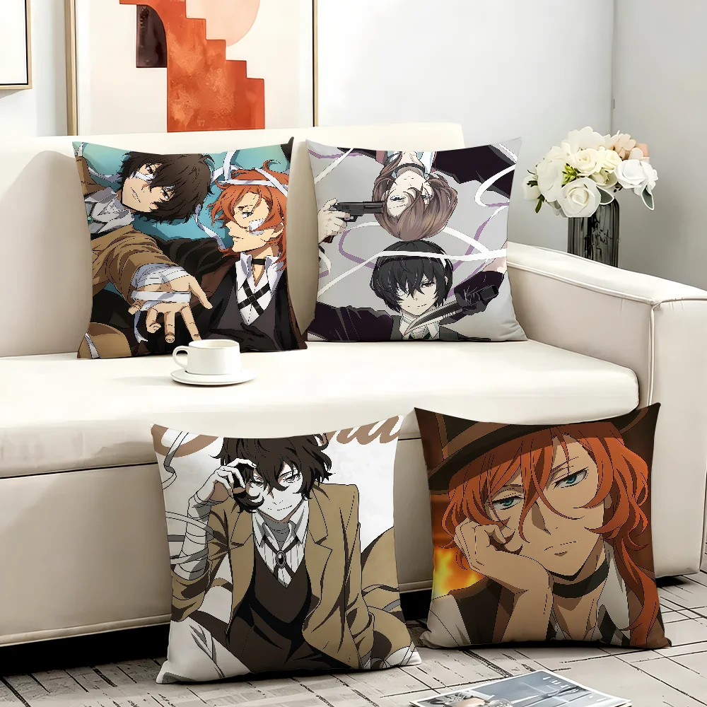 Anime B-Bungo S-Stray Dogs cushion cover Comfortable Decorative For Bedroom Living room Dormitory Picnic and Holiday Decoration