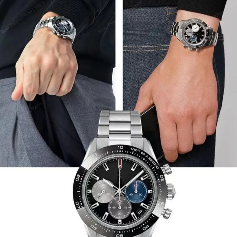 WISH Men's Multifunctional Chronograph 6-Hand Stainless Steel Watch Waterproof Date Display Sports Watch Fashion Casual