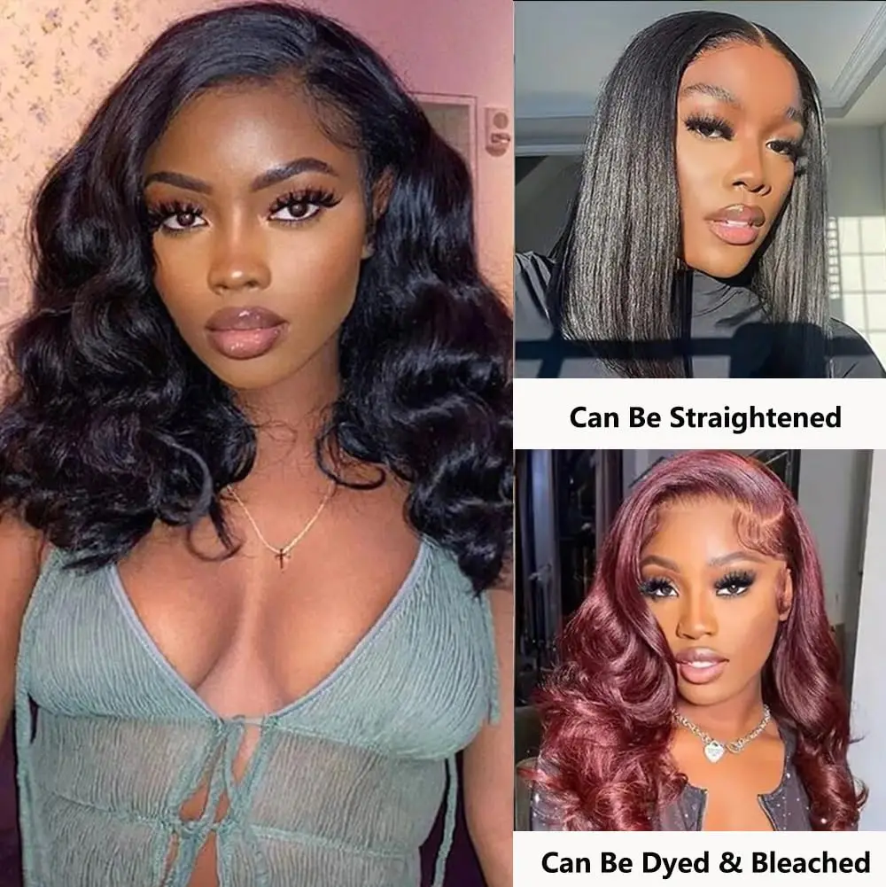 

Short Bob Wig Human Hair 13x1 HD Lace Front Body Wave Bob Wigs Brazilian Human Hair Bob Wig for Women 180% Density