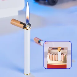 Mini Cigarette Style Grinding Wheel Flint Torch Lighter Portable Butane Gas Lighter Soft Flame Lighter Smoking Tool for Men Gift